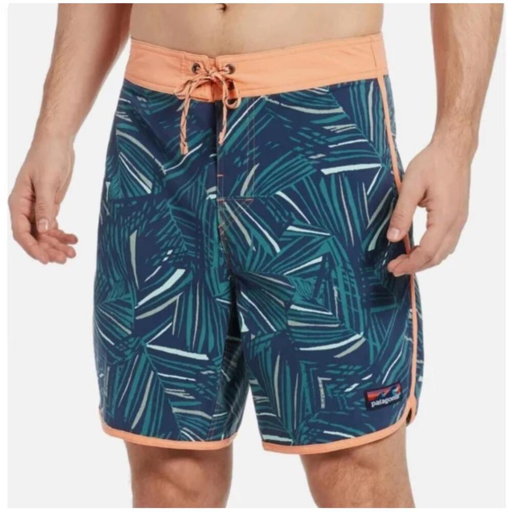 Patagonia Mens Wavefarer Board Shorts 30 Rain Fern Teal Scallop Swim Shorts Surf